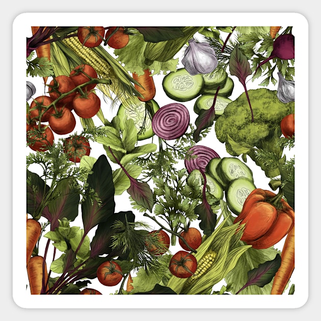 Vegetable nature pattern on white Sticker by orsinha